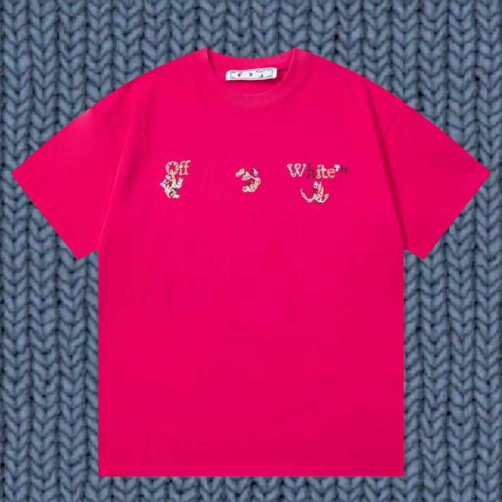 Off-white Men's  Pink Short Sleeve T-Shirt